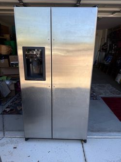 Stainless Steel Side-by-Side Refrigerator with Ice and Water Dispenser