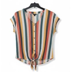 Torrid women's shirt top t  tee shirt short sleeve striped nod tie size 1