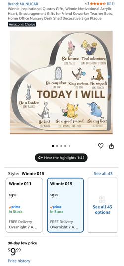 Winnie inspiration quote heart gift