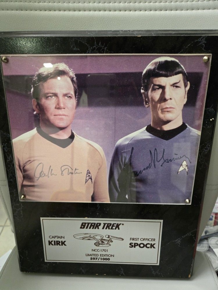 Nimoy And Shatner Autographed Plaque! Limited Edition!