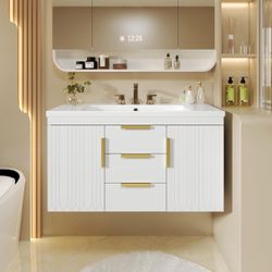 NIB Virubi 36 Inch Floating Bathroom Vanity