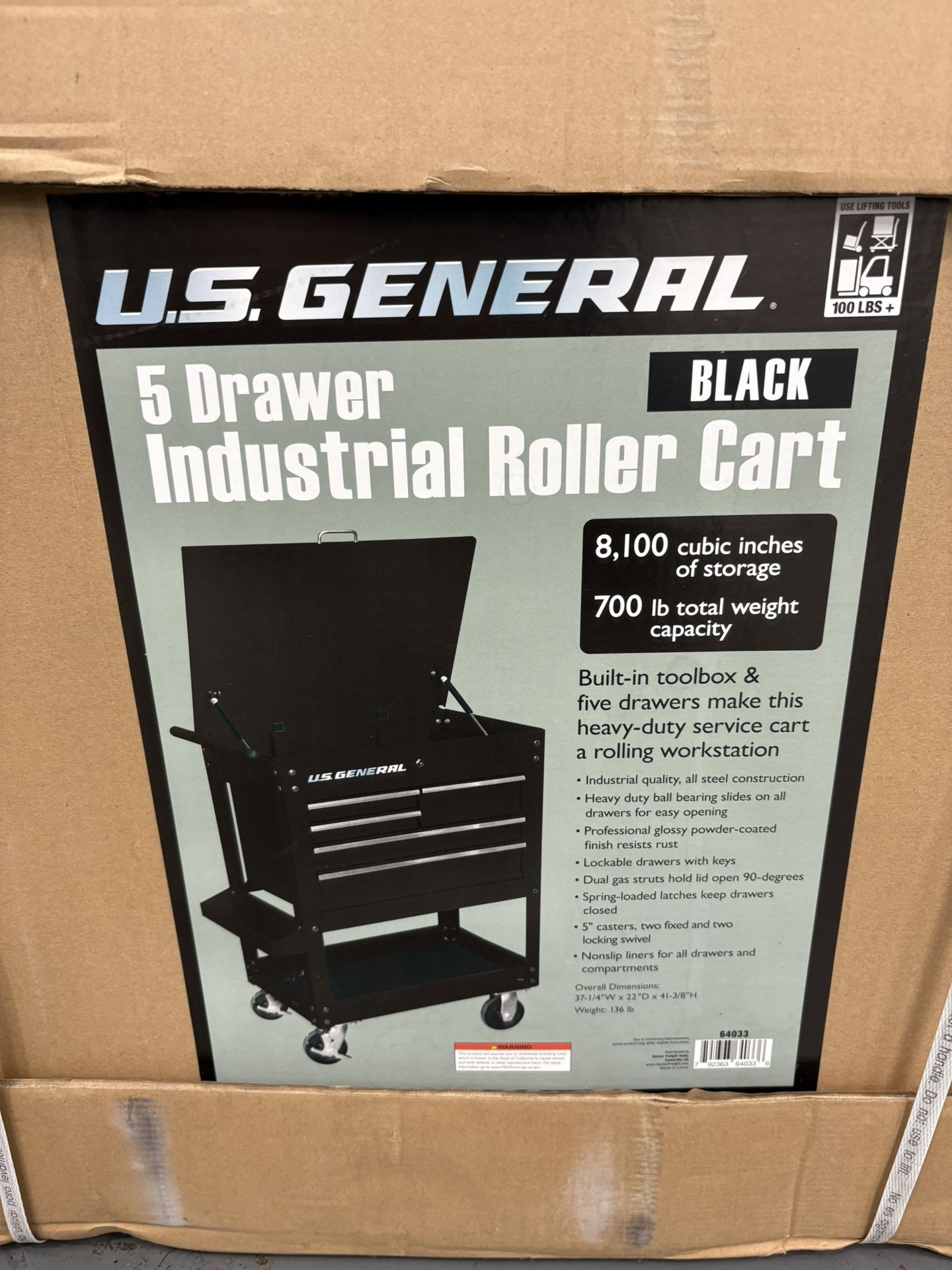 5 Drawer Industrial Roller Cart