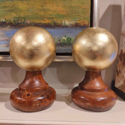 Large 5.5 inch Gilded Ball Finial Bookend