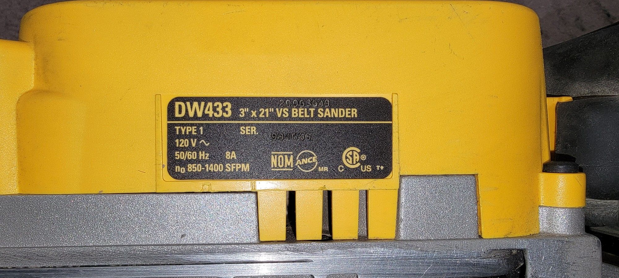 Dewalt DW433 3"x 21" Variable Speed Belt Sander for Sale in