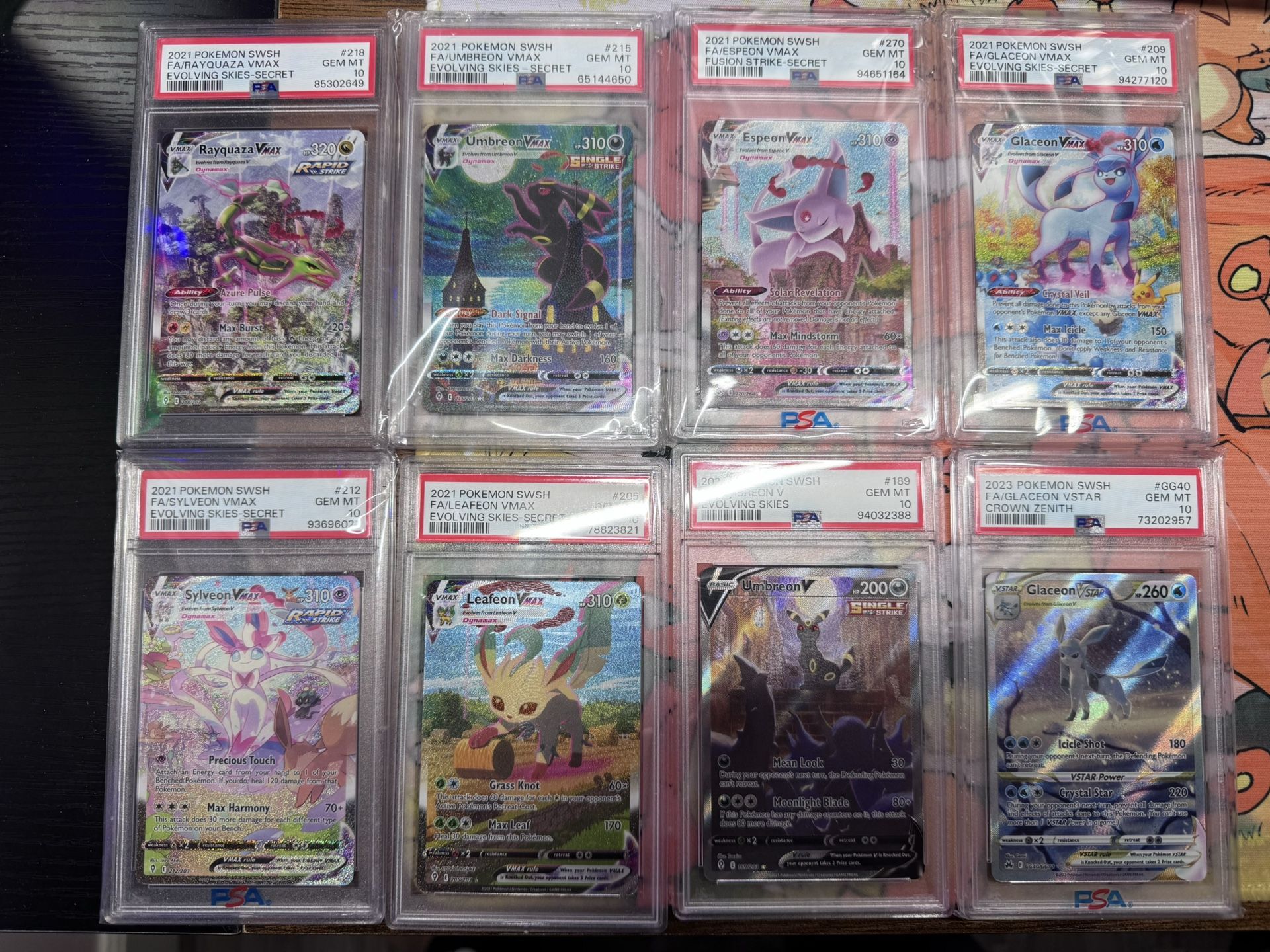 Pokemon Evolving Skies Psa 10 Eeveelution Lot Umbreon Vmax