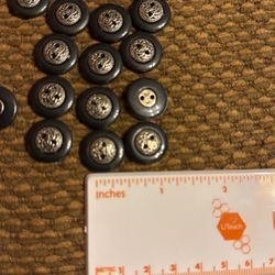 18 Black And Silver Tone Buttons 