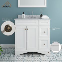 30036-WH 36-in White Undermount Single Sink Bathroom Vanity