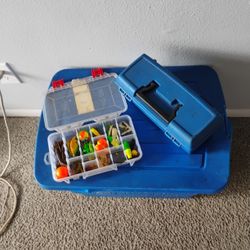 2 Fishing Tackle Boxes W. Hooks Plus More