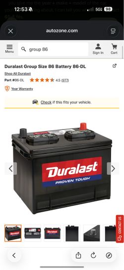 Duralast Group Size 86 Battery 86-DL