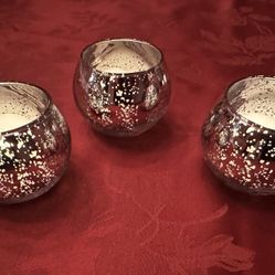 LED Votive Candle Set - Silver And Glass