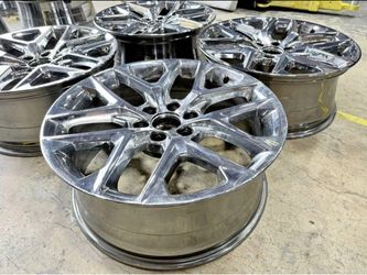 FREE DELIVERY (4) USED 100% GENUINE GM SNOWFLAKE WHEELS TAHOE SILVERADO 22" CHROME 22X9 5668