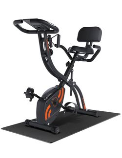 Exercise Bike Stationary Bike, Sportneer 4 in 1 Indoor Cycling Bike with 16 Level Magnetic Resistance Training Bike with Arm Resistance Band PVC Floor