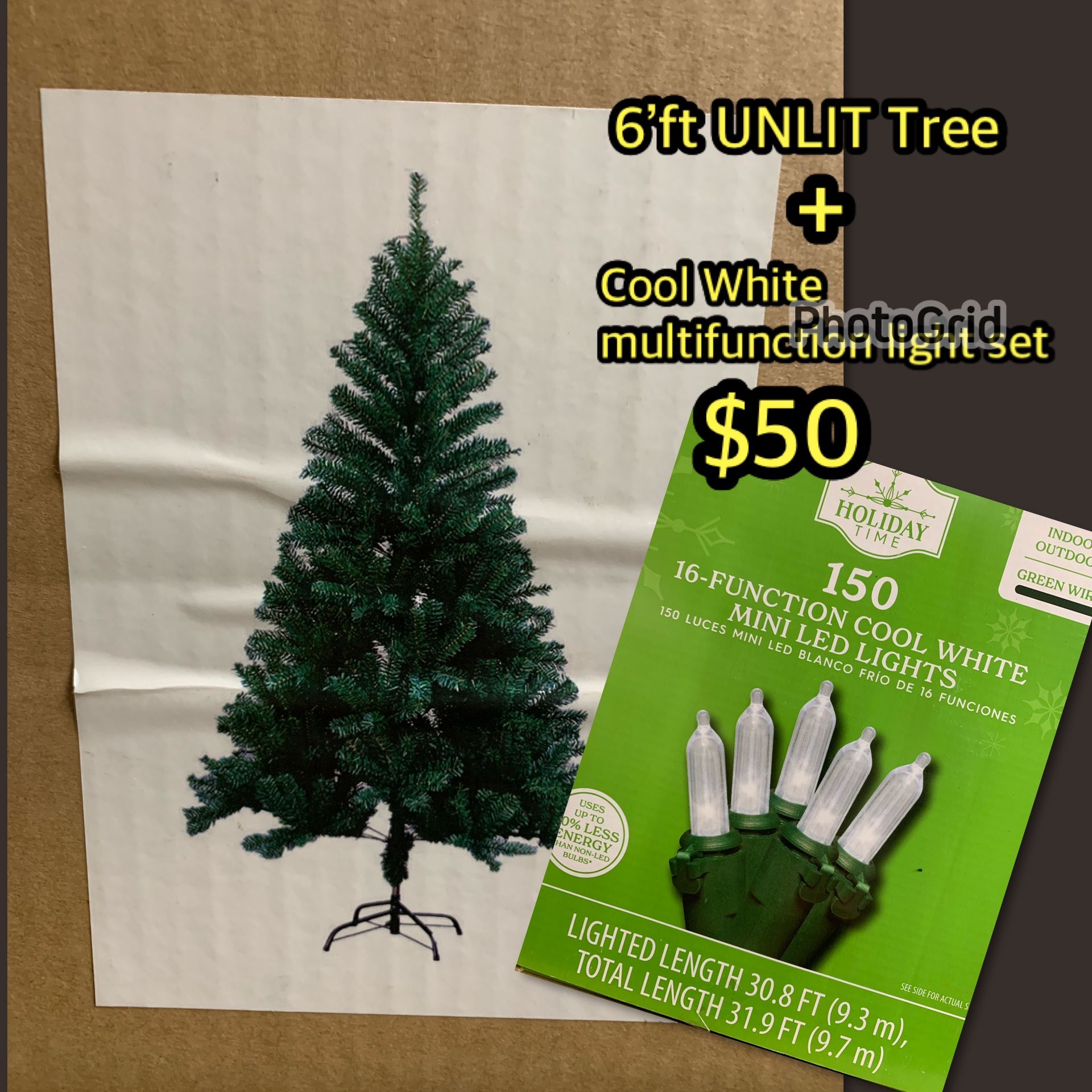 Christmas Tree Package. 6’ft Tree and Multifunction light Set. *NEW* -37ave & Glendale