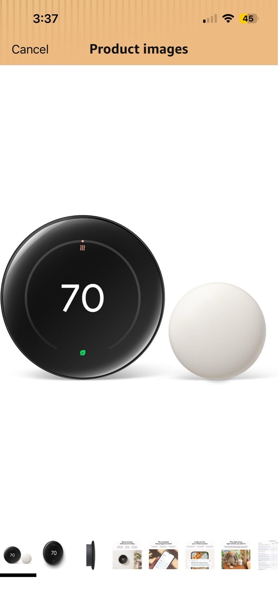 Nest Learning Sensor Google Nest Learning Thermostat (4th gen) + Nest Temperature Sensor ...