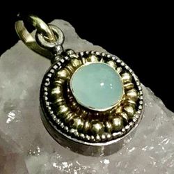FREE SHIPPING! KONSTANTINO 18K GOLD & 925 SILVER PENDANT W/ CHALCEDONY 1/2 INCH