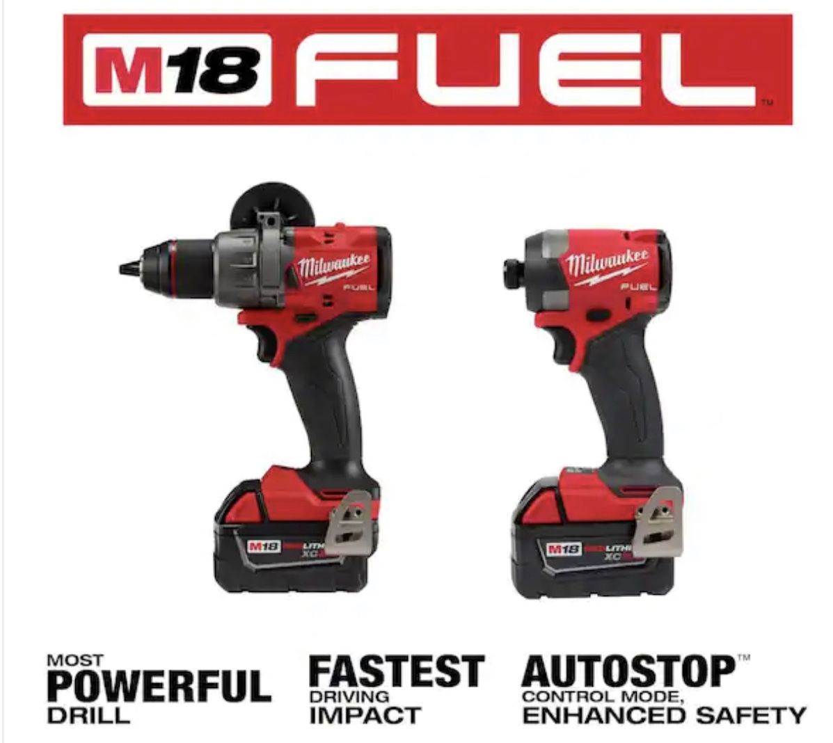 Milwaukee M18 FUEL 18V Lithium-Ion Brushless Cordless Hammer Drill and Impact Driver Combo Kit