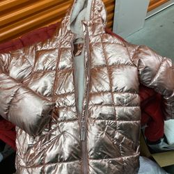 PINK PUFFY THICK SHINY COAT 