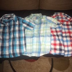 Boys Button Up Short Sleeve Shirts Size 6-7 (Lot Of 3)