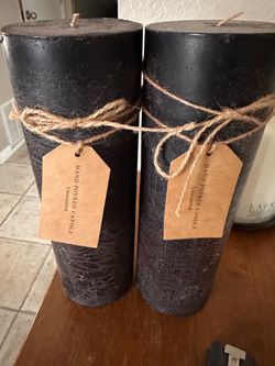 2 Hand Poured Black unscented Candles