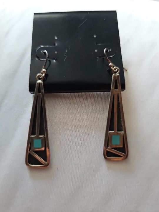 Sterling Silver And Turquoise Earrings 