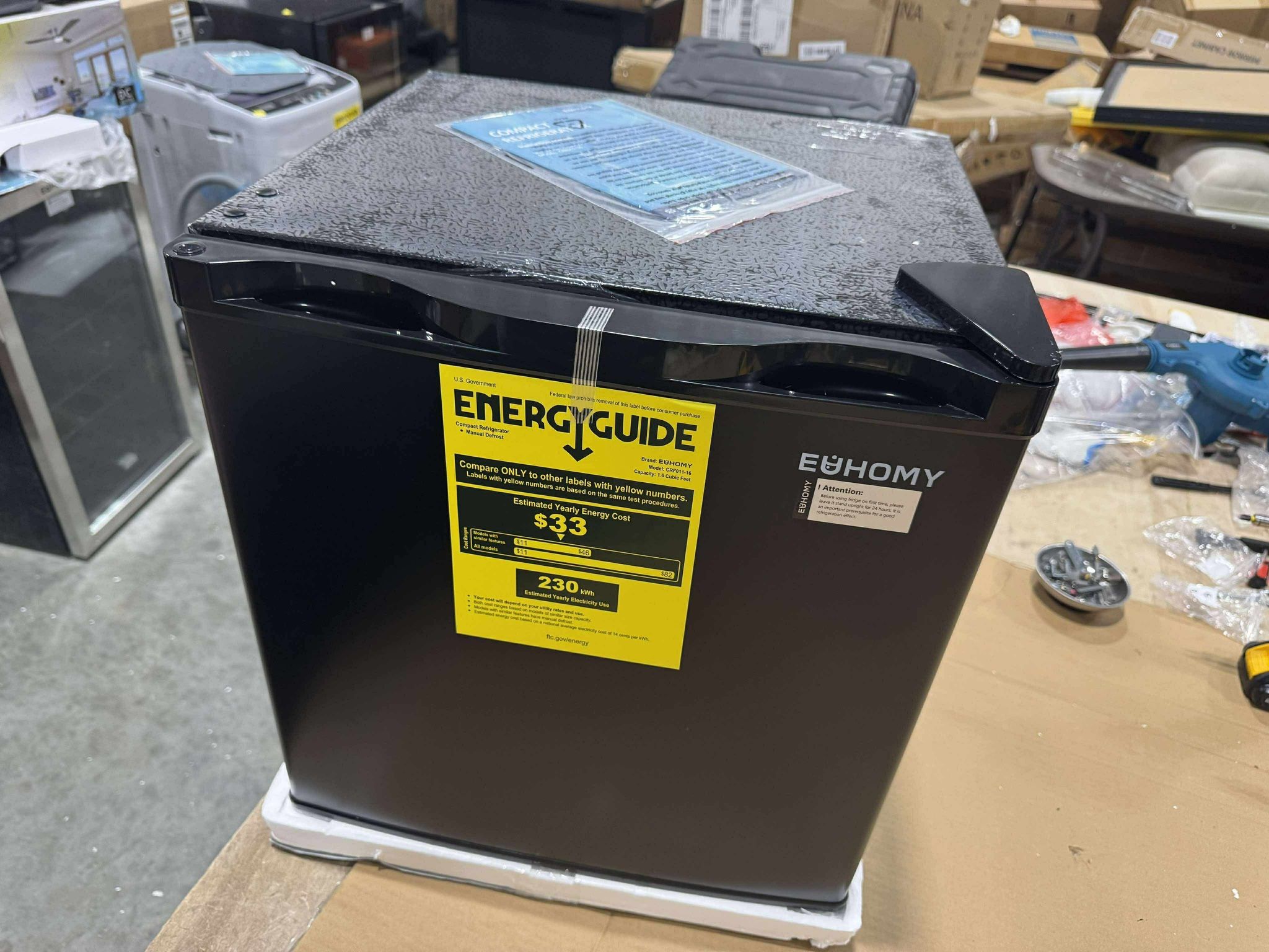 EUHOMY 1.7 Cu.Ft Mini Fridge with Freezer, Reversible Single Door Compact Refrigerator, Adjustable Thermostat, Energy Saving, Mini Fridge for Bedroom,