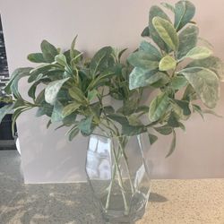 Artificial Flowers In Glass Vase