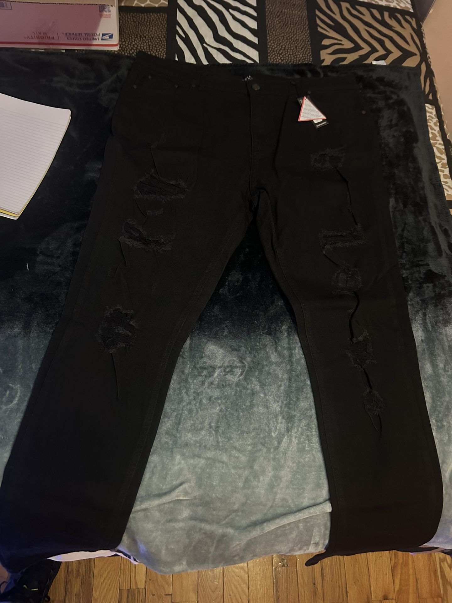 Plus Multi Rip Skinny Stacked Jeans Size 42 
