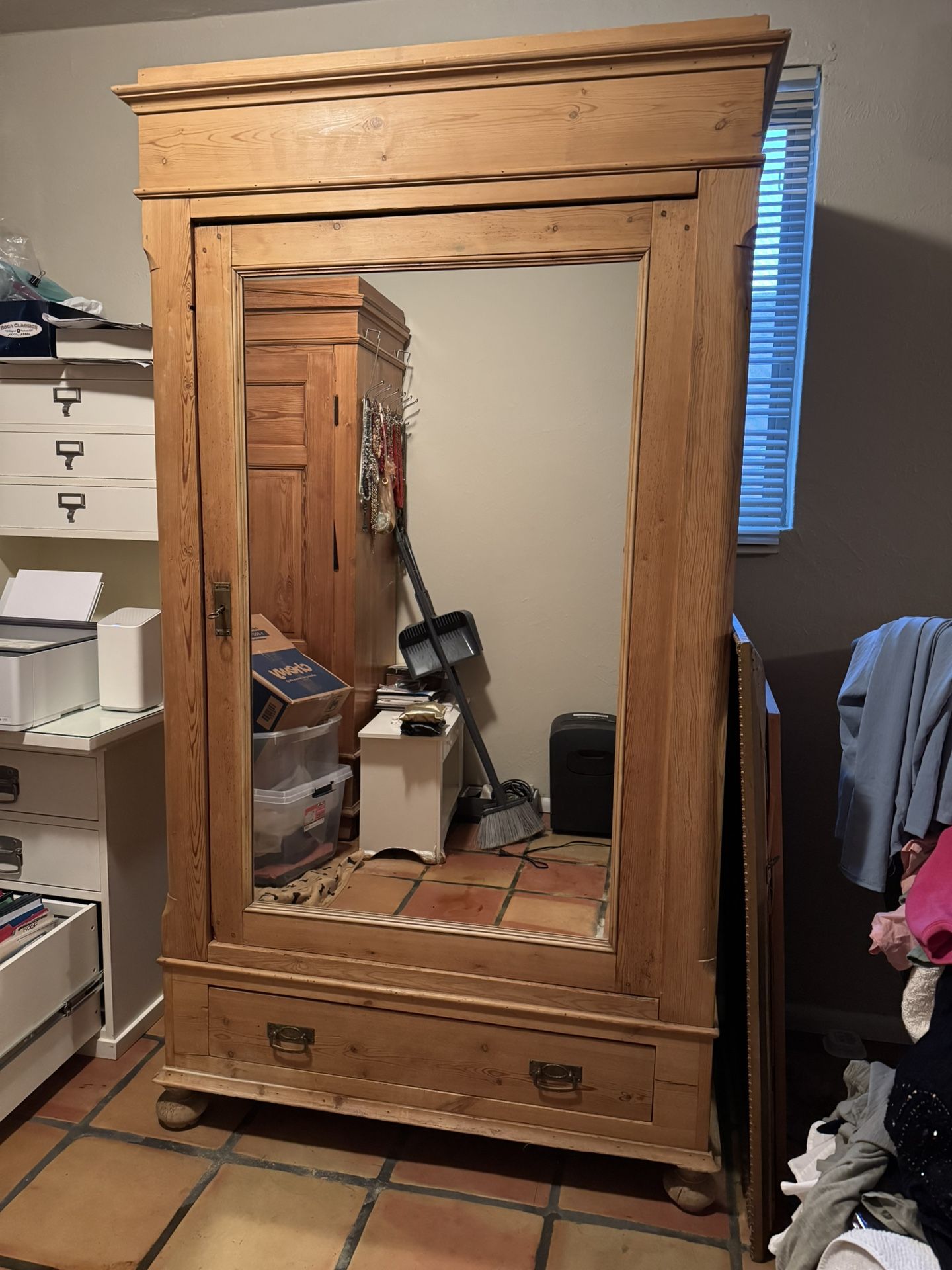 Solid Cedar Armoire With Mirrored Door