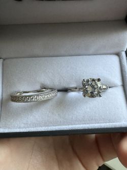 Sterling silver white sapphire wedding set