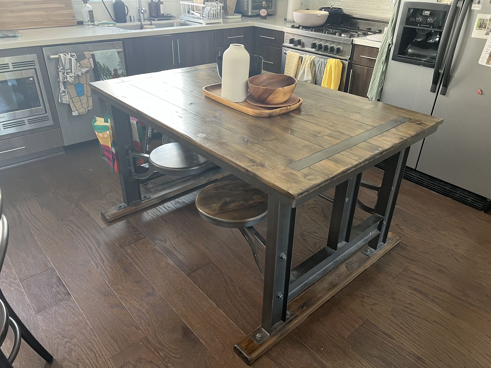 Wooden Table With Stools For Sale