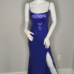 Blue Sequin Prom Dress, Size 5-6