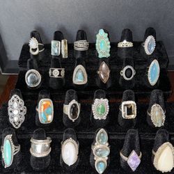 .925 Rings With Genuine Gemstones 