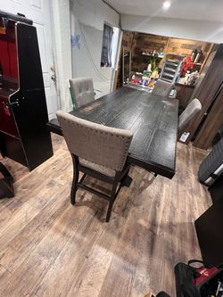 Dark Wood Dining Table with 4 Chairs