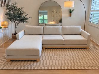Crate & Barrel Gather Wood Base Sectional w/ Chaise Delivery Available