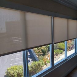 NEW "MOTORIZED - REMOTE SOLAR ROLLER SHADE " with All Hardware & METAL VALANCE - 105 " w × 60" L  ( PURCHASED WRONG SIZE - REDUCED PRICE BIG DISCOUNT!