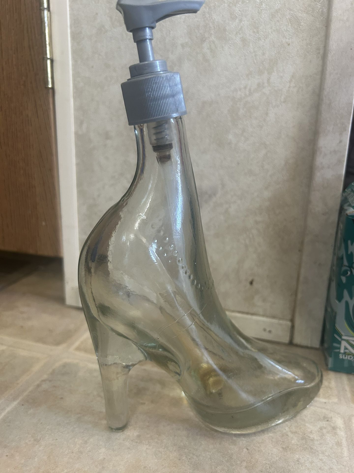 Vintage Antique Glass Slipper Soap / Lotion Dispenser