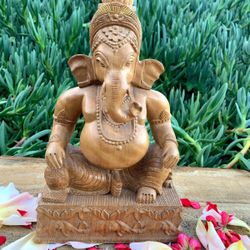 Ganesha Statue Carved Of Solid Wood