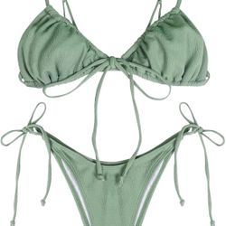 Womens High Cut Thong Bikini Set Swimsuits Cami String Sexy Bathing Suit