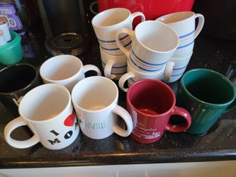 6 Ceramic Cups And 6 Coffee Mugs