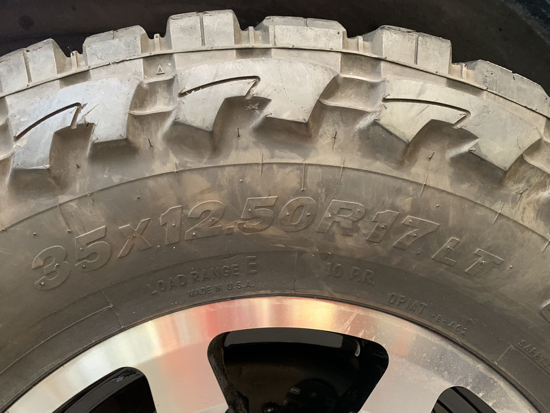 35/12.5/17 TOYO tires with new rims 5x5 for old Chevy or jeep