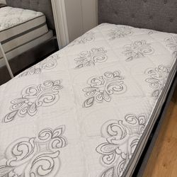 Twin Bed mattress Set w/  Memory Foam Topper + Bed Frame
