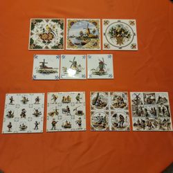 Hand Painted Dutch Tiles (set Of 10)