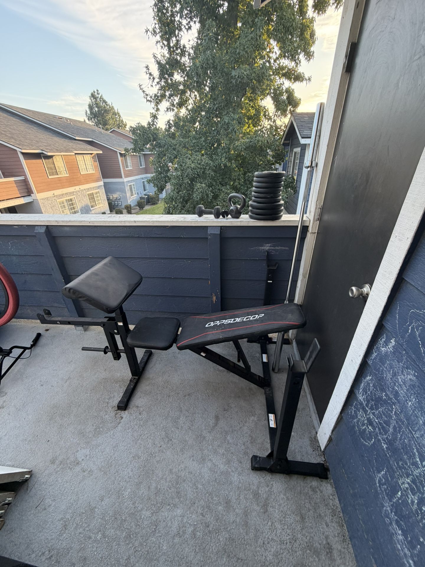 Weights , Bench, And Bar Set combo