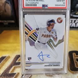 Jackson Merrill 2024 Topps Pristine # PA-JM Rookie Auto Autograph PSA 10 Padres