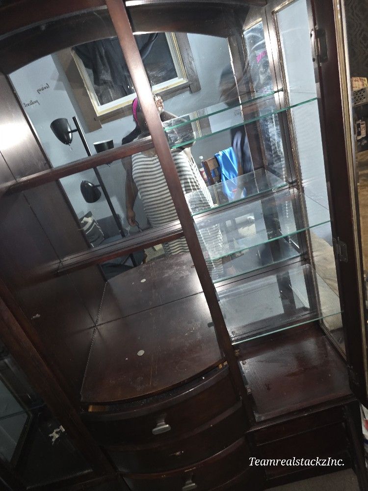 Cherry wood 2 Piece CURIO CABINET 