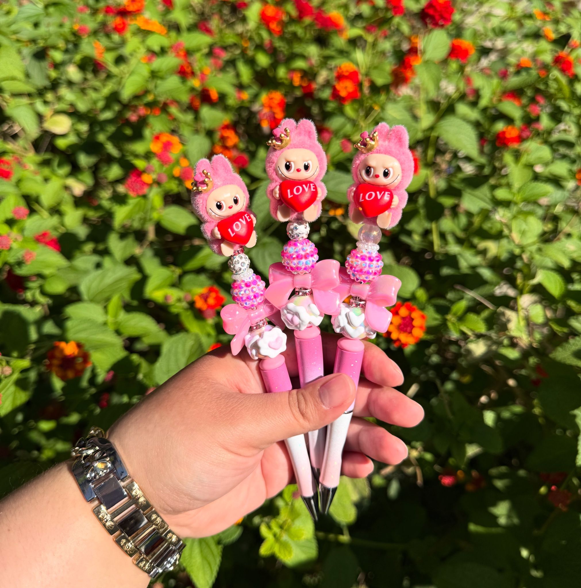 Hot Pink Labubu Beaded Pens