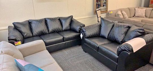 Ashley Black Leather Sofa & Love Seat