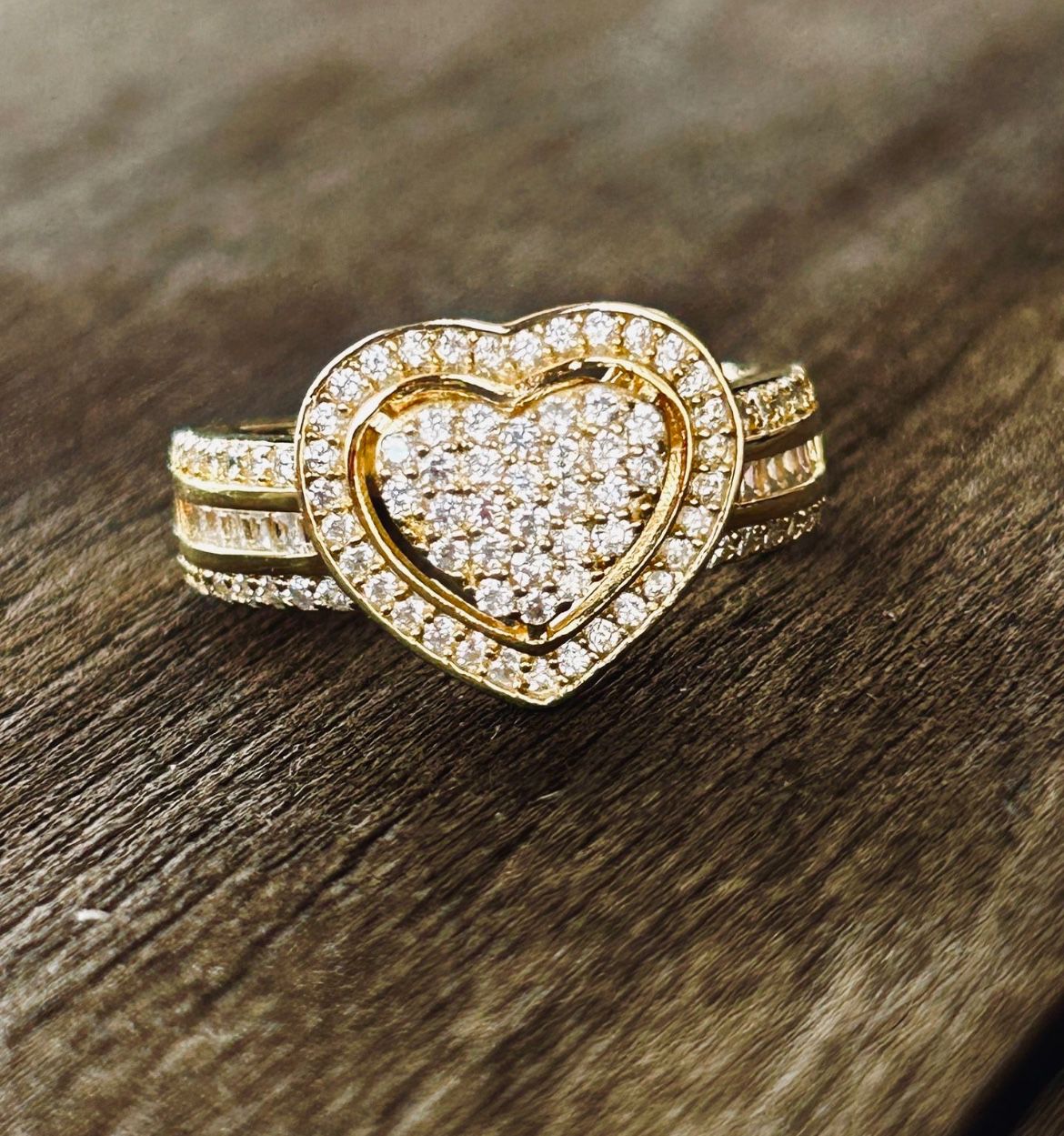 925 Sterling Silver Cz Heart Ring Size 7