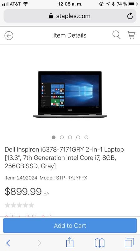 Dell inspiration / Laptop 13.3 7th/ Intel Core i7/ Gray
