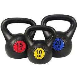 * Kettlebell Exercise Fitness Weight Set, 3-Pieces: 10lb, 15lb and 20lb Kettlebells